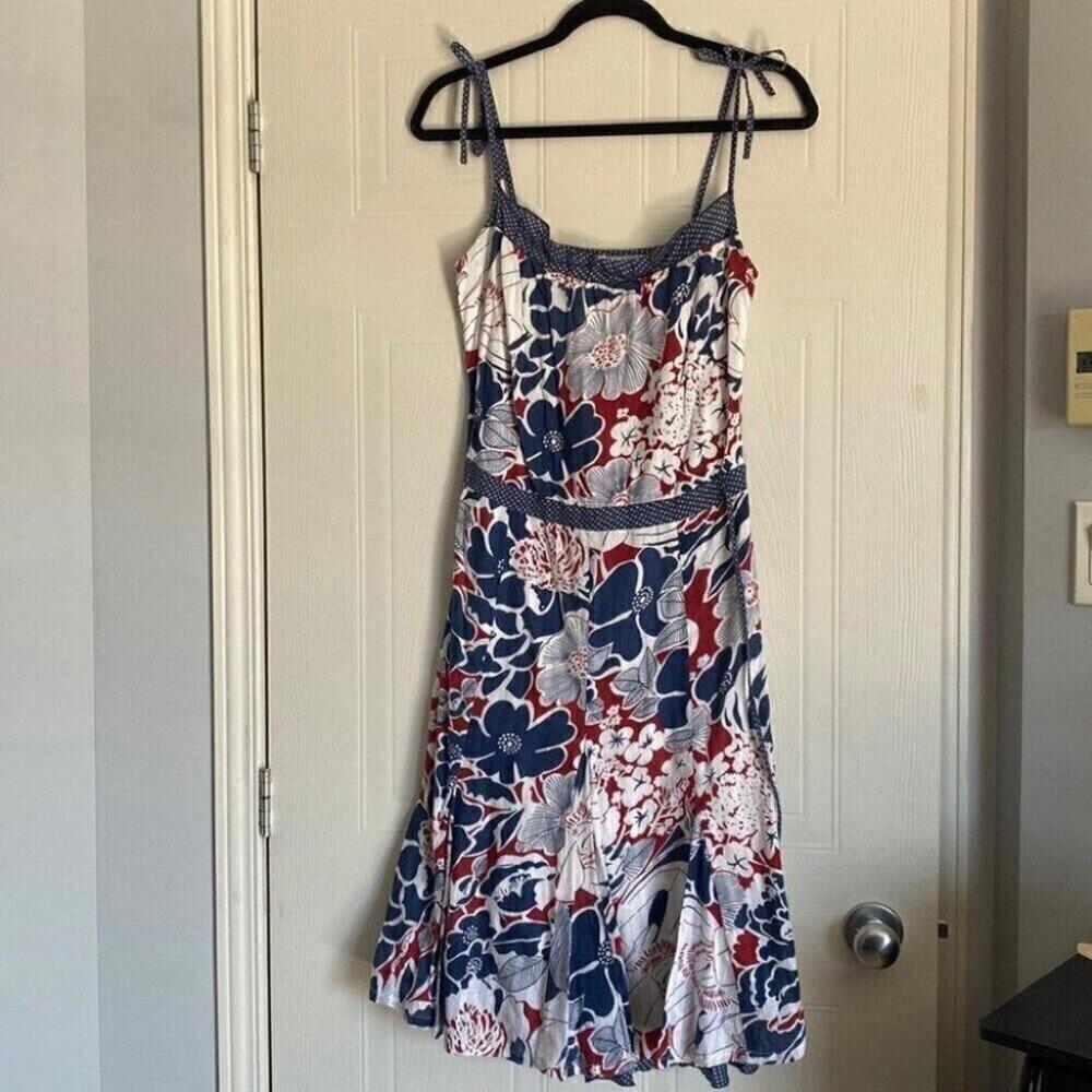 Retro Floral Sundress Blue White Small - Picture 3 of 13